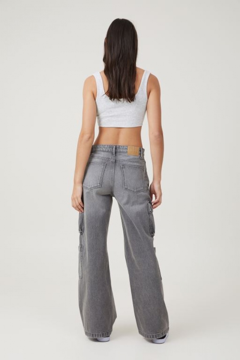 Cotton On Cargo Wide Leg Jean Women's Pants Grey | coAHfpPLVjG