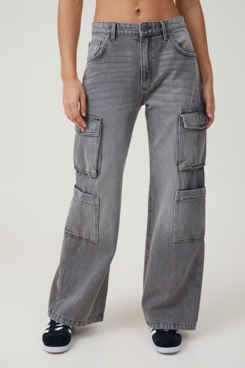 Cotton On Cargo Wide Leg Jean Women's Pants Grey | coAHfpPLVjG
