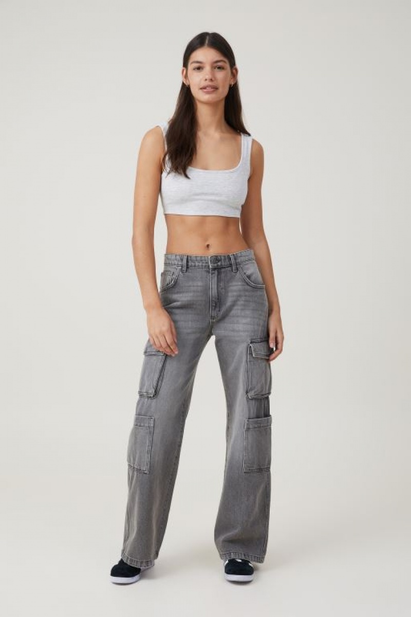 Cotton On Cargo Wide Leg Jean Women\'s Pants Grey | coAHfpPLVjG