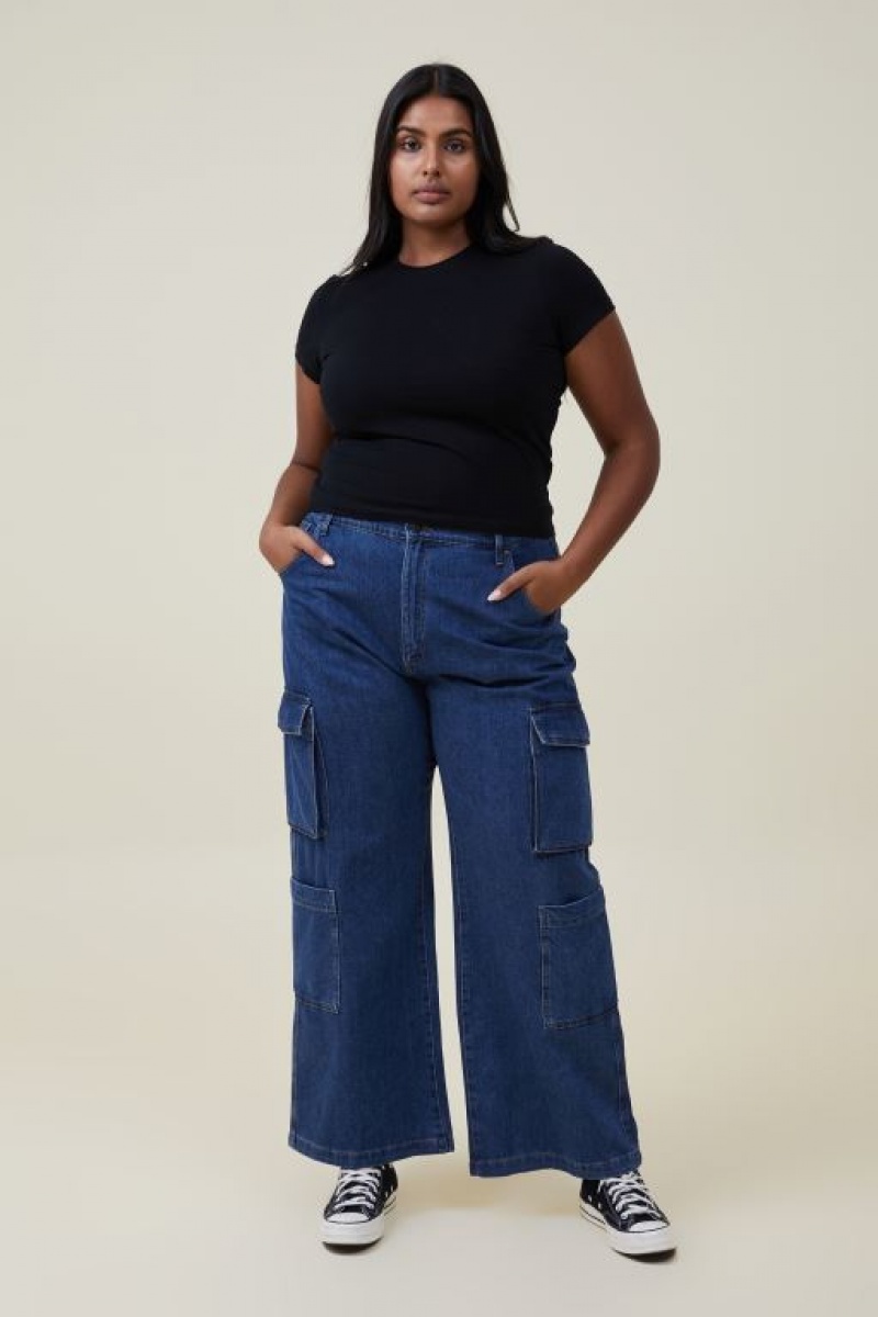 Cotton On Cargo Wide Leg Women's Jeans Blue | nFV8ZGuKhrE