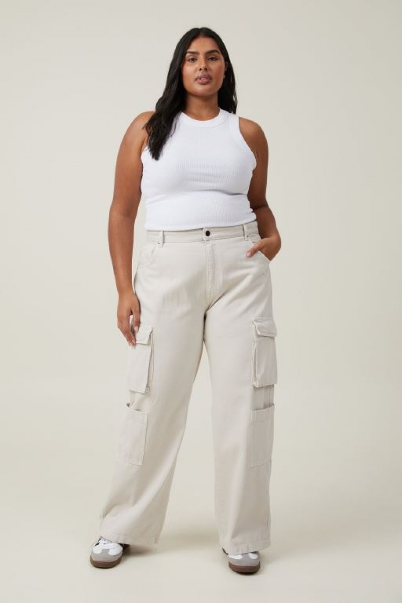 Cotton On Cargo Wide Leg Women's Jeans Grey Brown | BoFVBMLC8NU