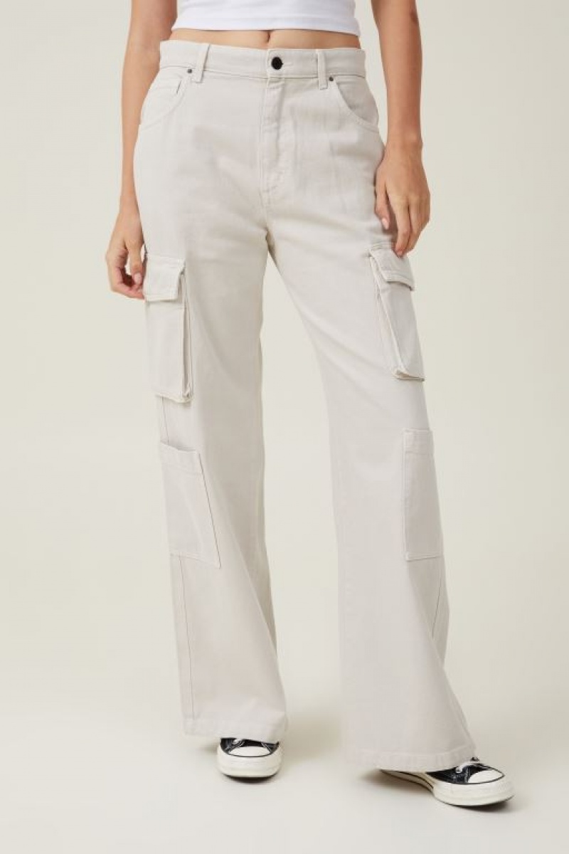 Cotton On Cargo Wide Leg Women's Jeans Grey Brown | BoFVBMLC8NU