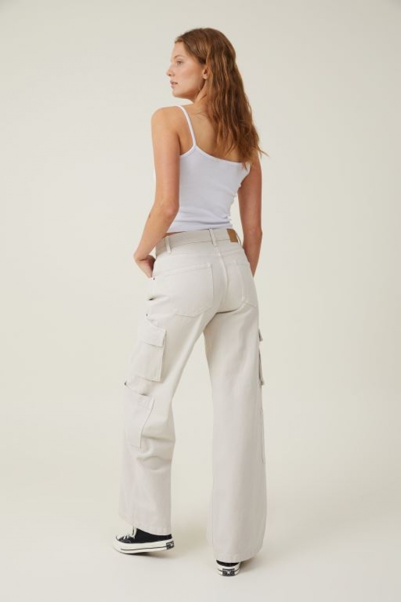Cotton On Cargo Wide Leg Women's Jeans Grey Brown | BoFVBMLC8NU