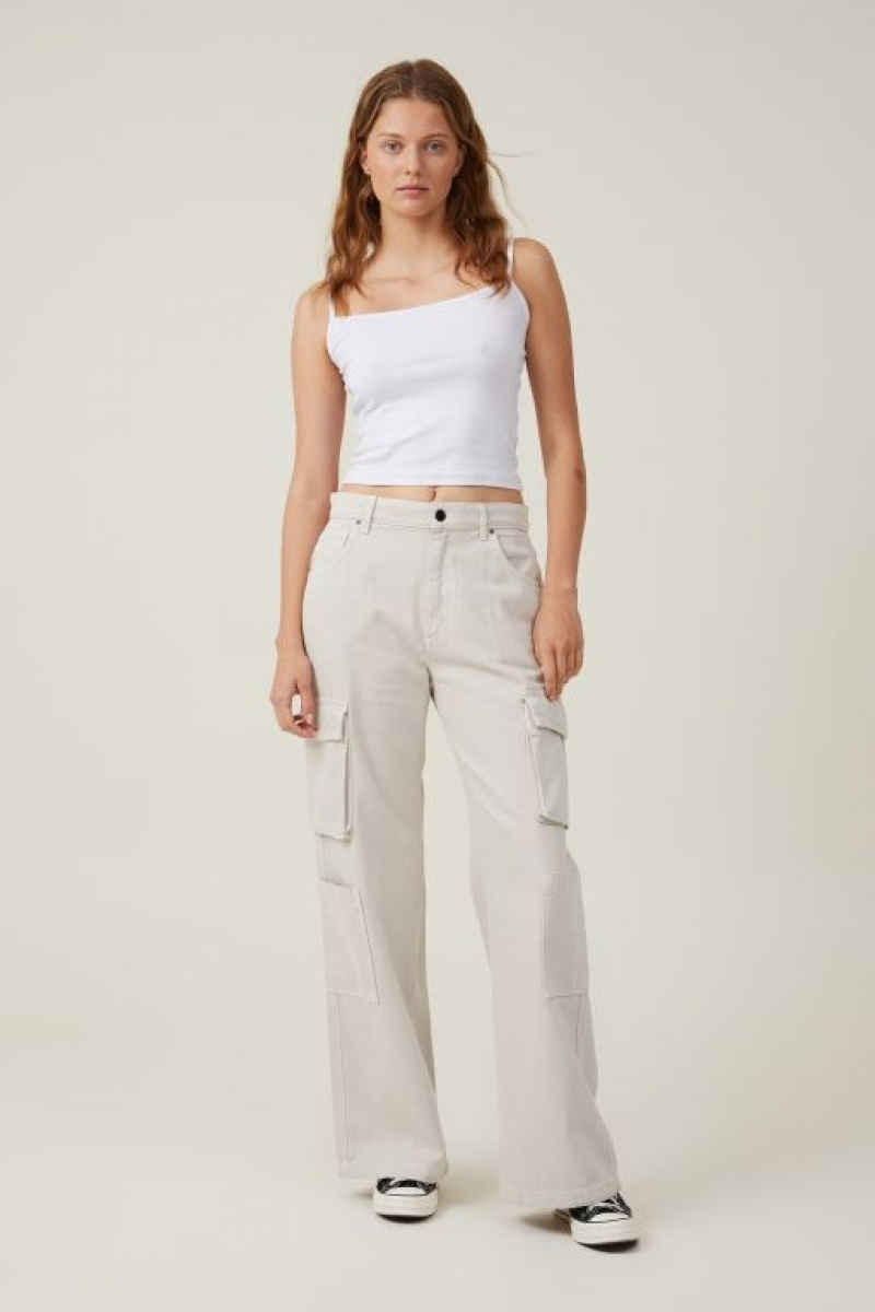 Cotton On Cargo Wide Leg Women\'s Jeans Grey Brown | BoFVBMLC8NU