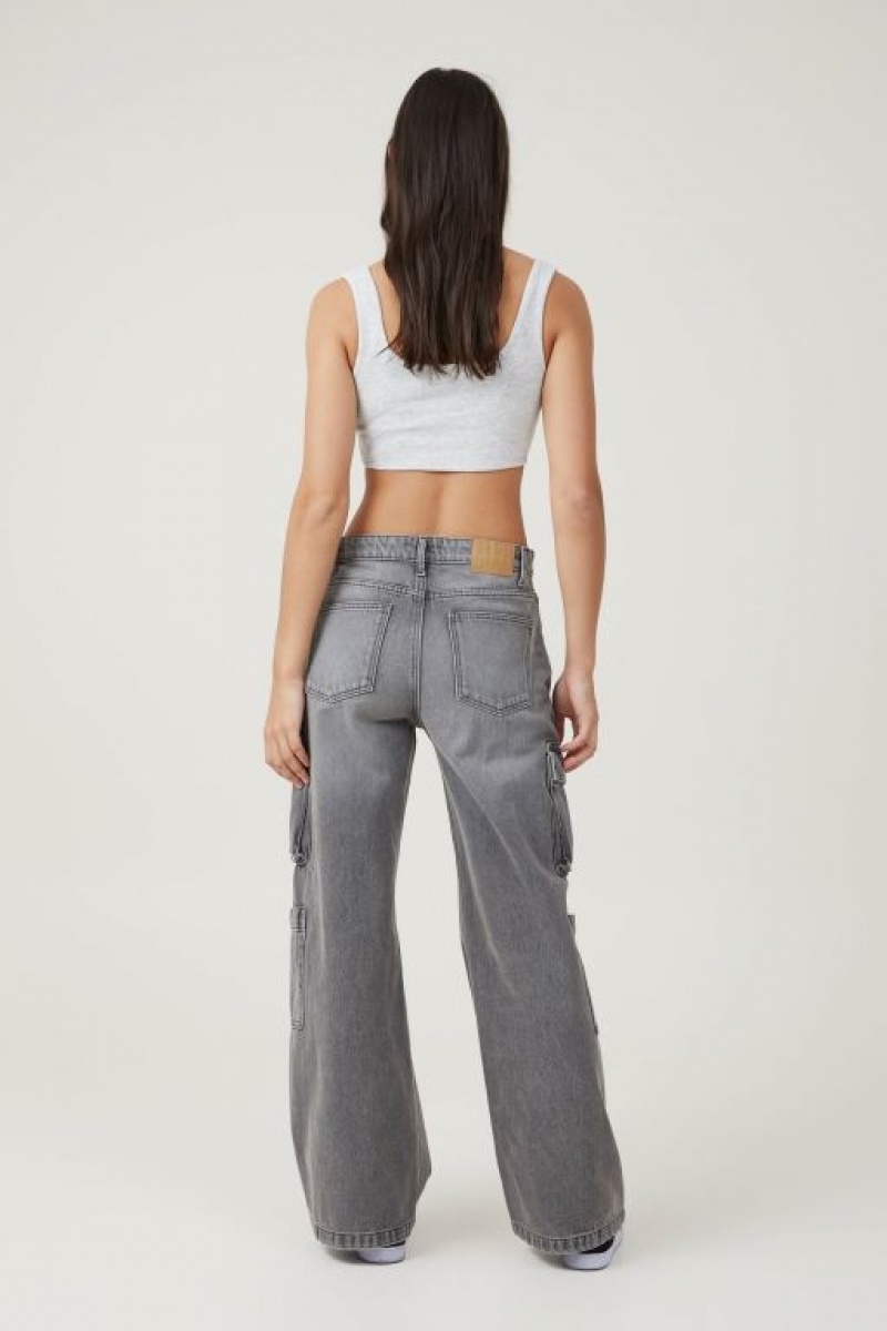 Cotton On Cargo Wide Leg Women's Jeans Grey | HKHT7uZ3JYp