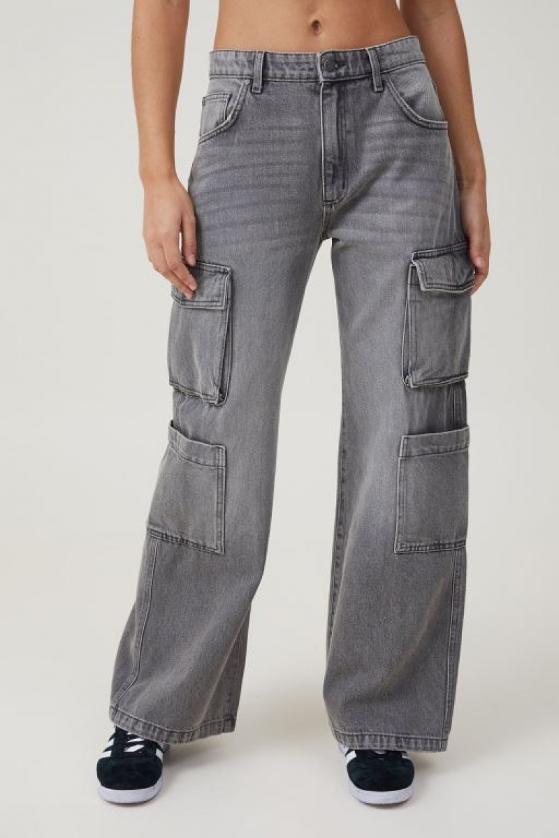 Cotton On Cargo Wide Leg Women's Jeans Grey | HKHT7uZ3JYp