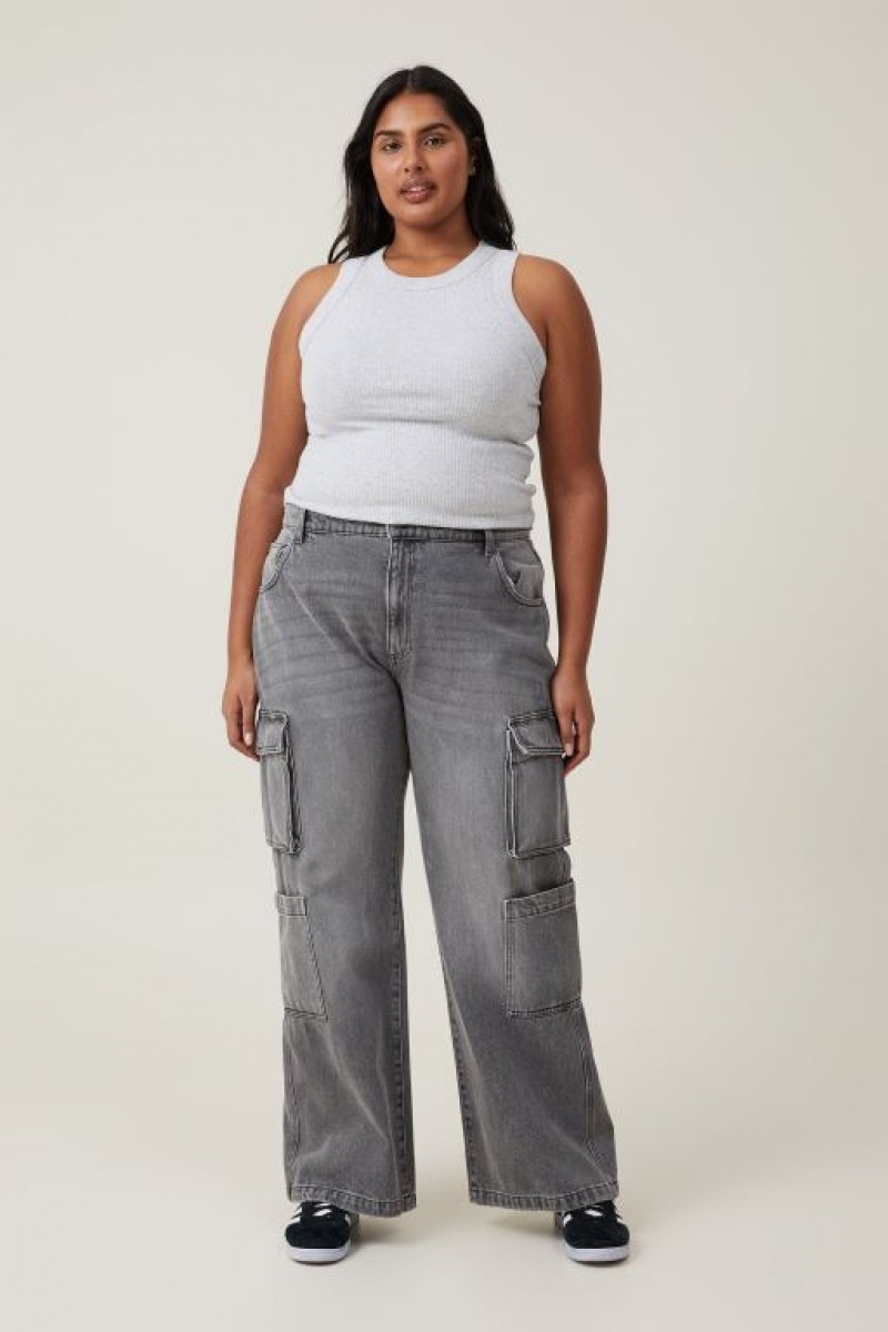 Cotton On Cargo Wide Leg Women's Jeans Grey | HKHT7uZ3JYp