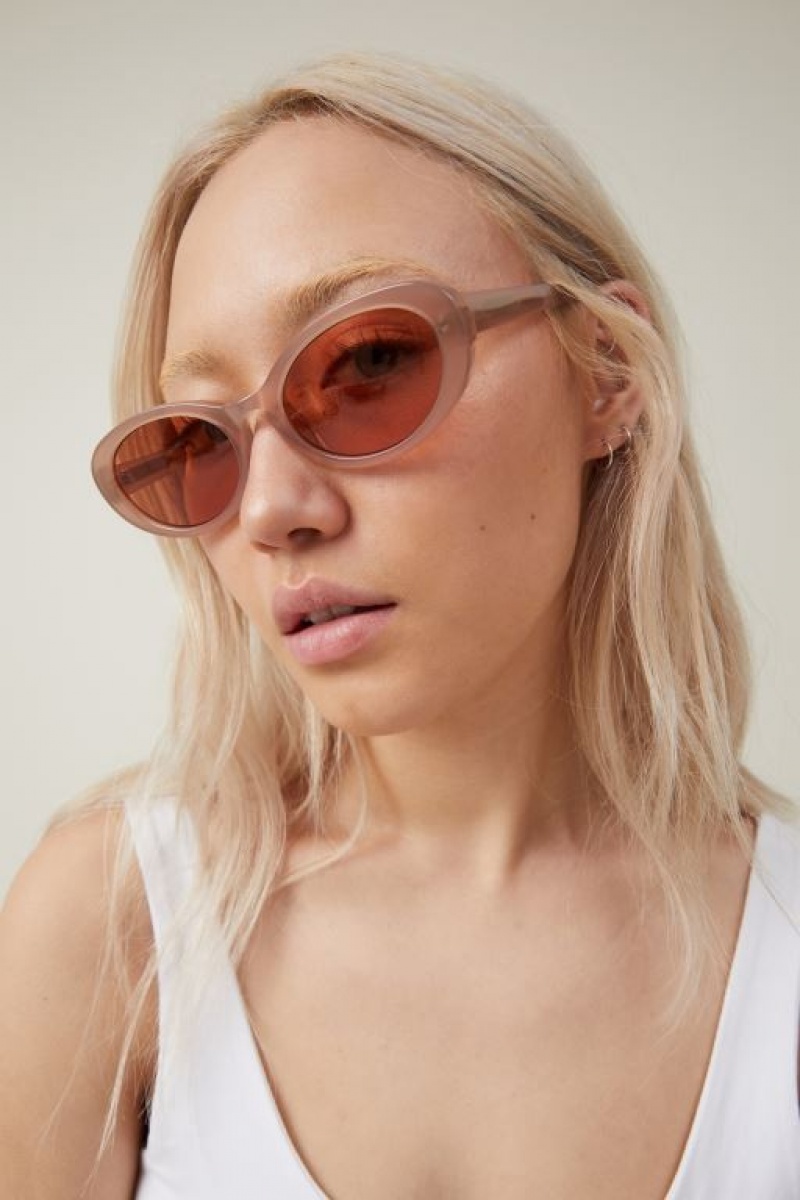 Cotton On Carter Oval Women's Sunglasses Brown | Lnh50MRTFK8