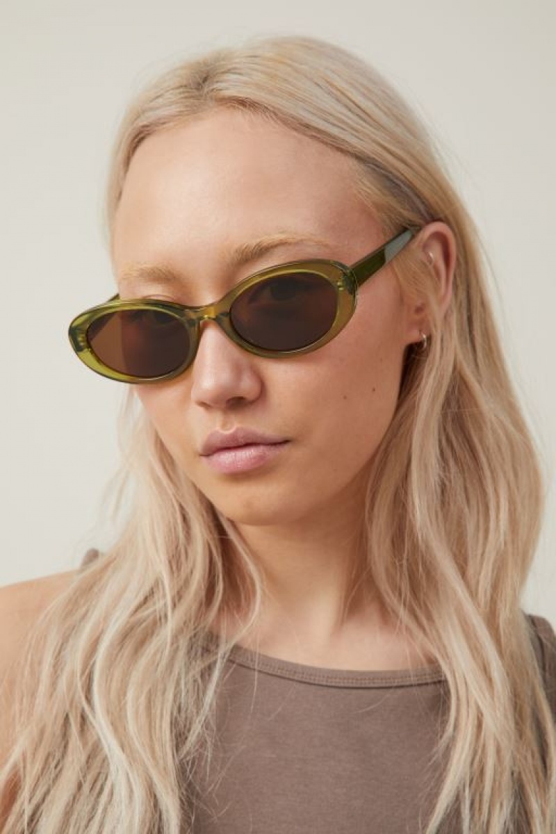 Cotton On Carter Oval Women's Sunglasses Green | JbPDt3IMkMw