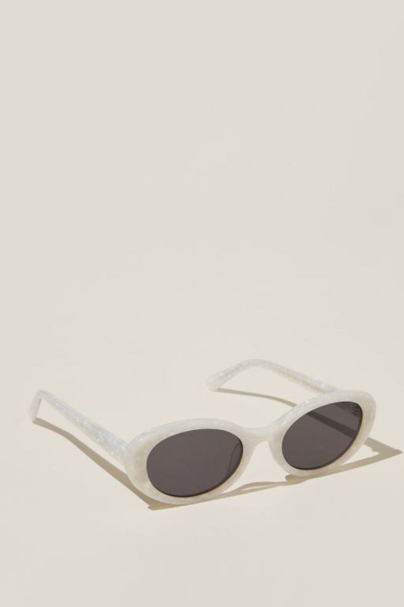Cotton On Carter Oval Women's Sunglasses Pearl | IsAxwFM3qJ5