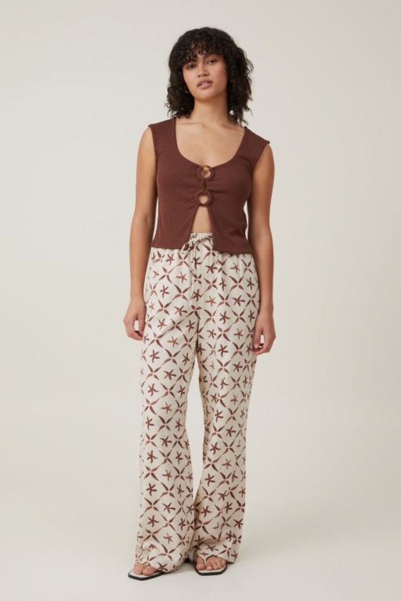 Cotton On Cassie Ring Front Women's Tanks Brown | gyn8rBWvWot