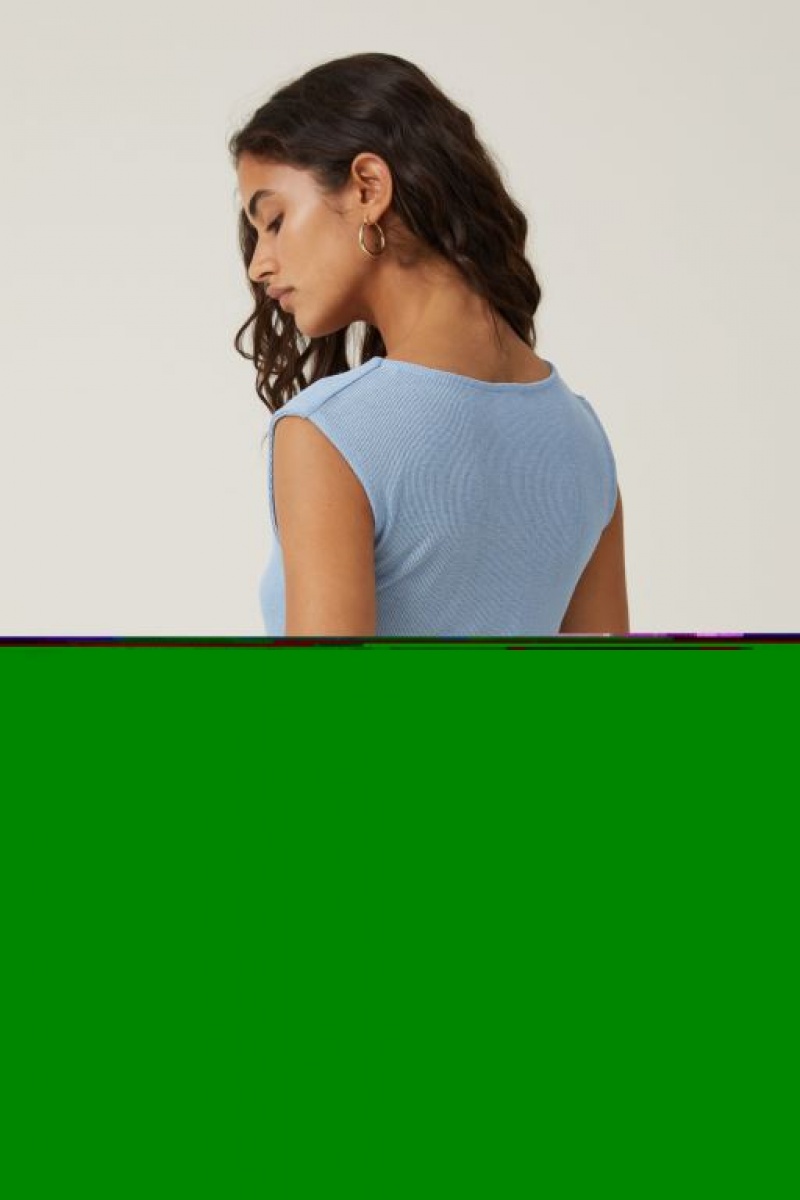 Cotton On Cassie Ring Front Women's Tanks Blue | fwlwXREzrga