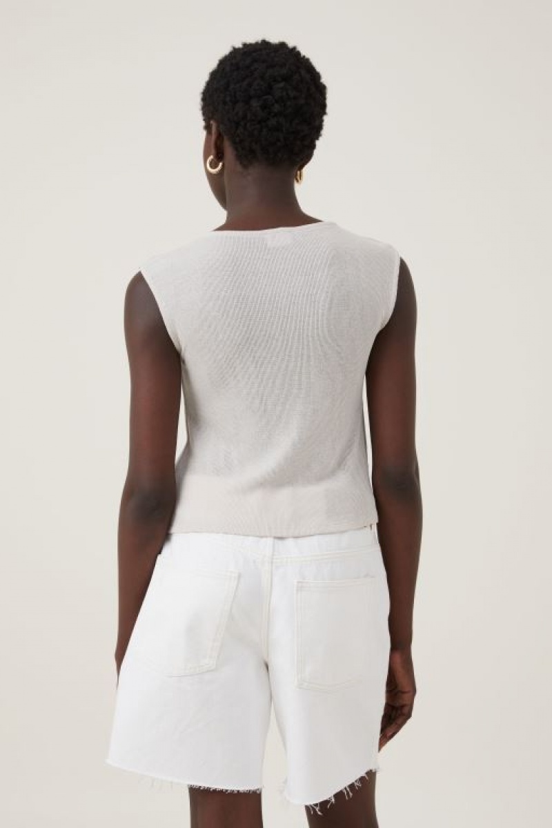 Cotton On Cassie Ring Front Women's Tanks Grey | ngFCcczHktH