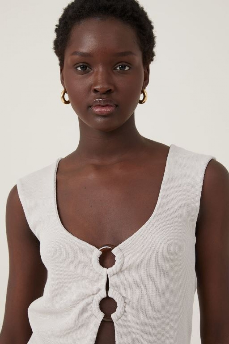 Cotton On Cassie Ring Front Women's Tanks Grey | ngFCcczHktH