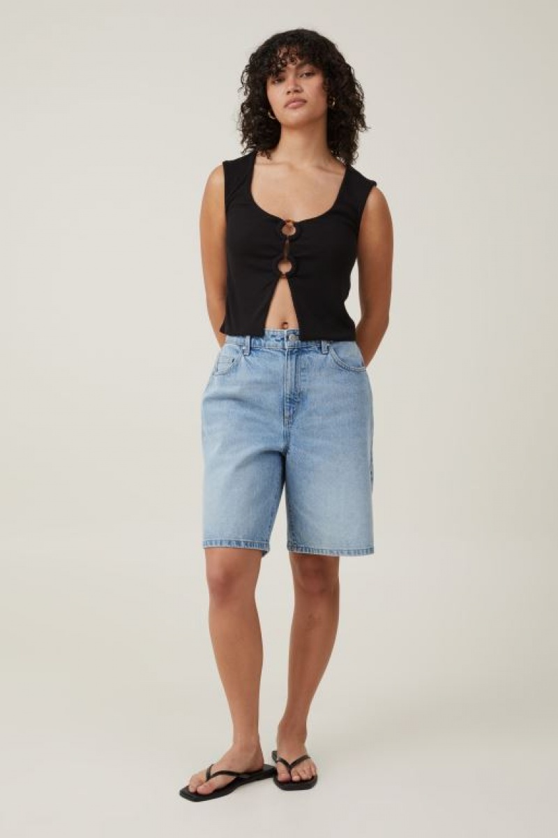Cotton On Cassie Ring Front Women's Tanks Black | 5uP0GRWrSTC