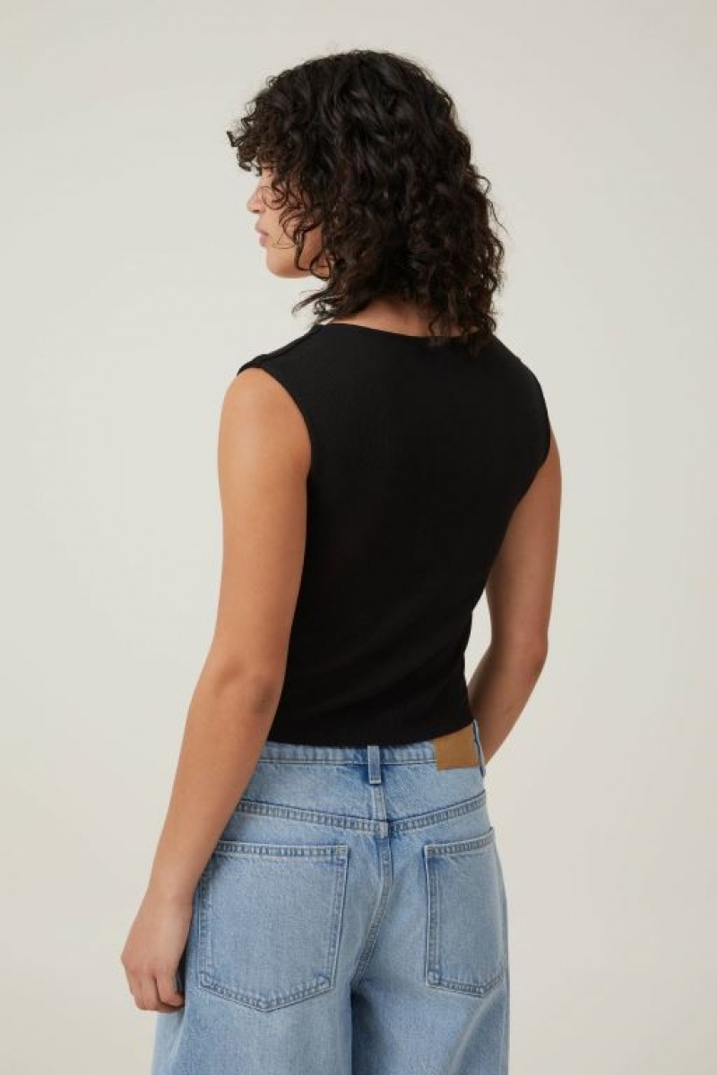 Cotton On Cassie Ring Front Women's Tanks Black | 5uP0GRWrSTC