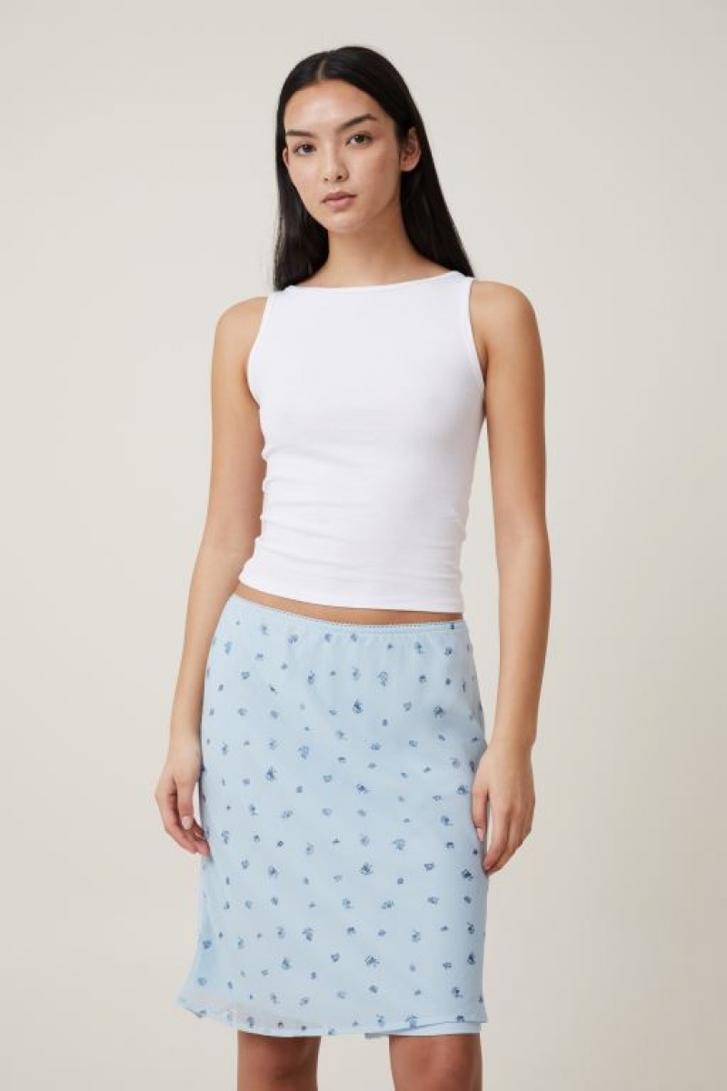 Cotton On Chiffon Slip Women\'s Skirt Blue | u8ZrFwXyUjS