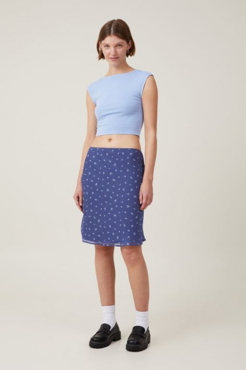 Cotton On Chiffon Slip Women's Skirt Navy | PBRJkvl5wzi
