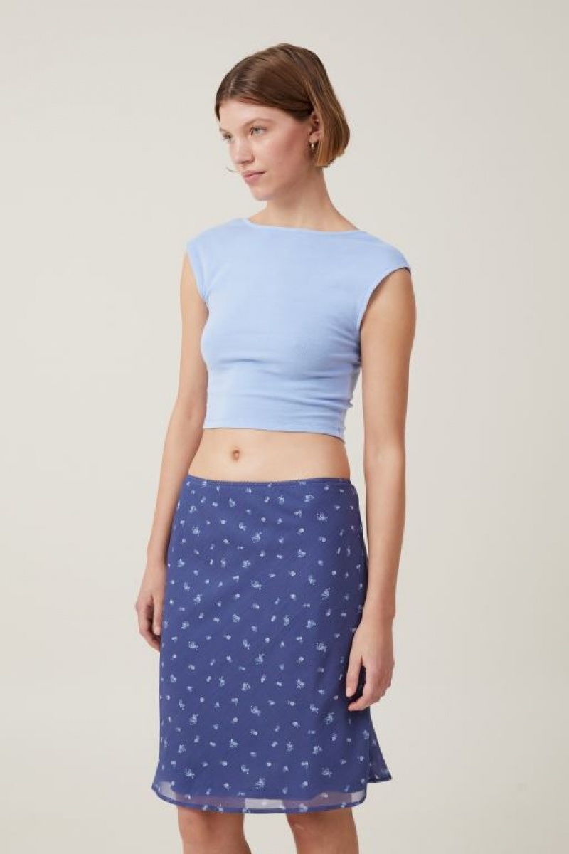 Cotton On Chiffon Slip Women\'s Skirt Navy | PBRJkvl5wzi