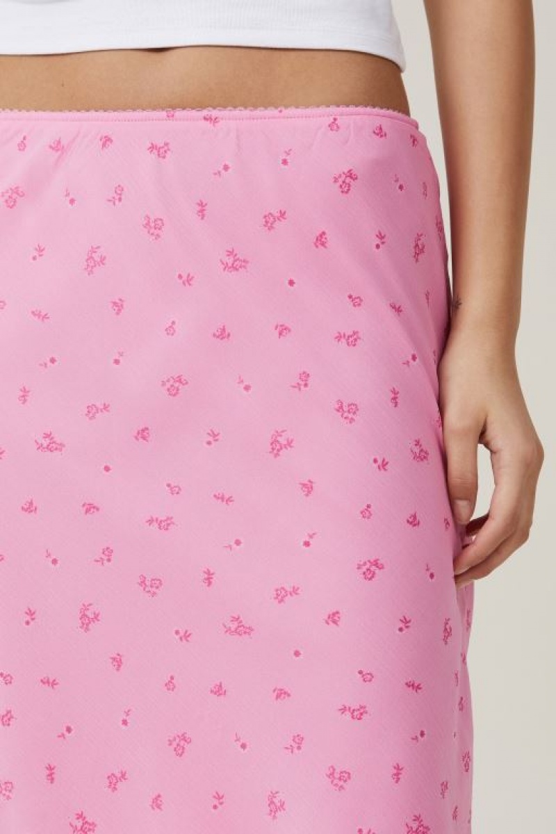 Cotton On Chiffon Slip Women's Skirt Pink | wk1QbreaW6W