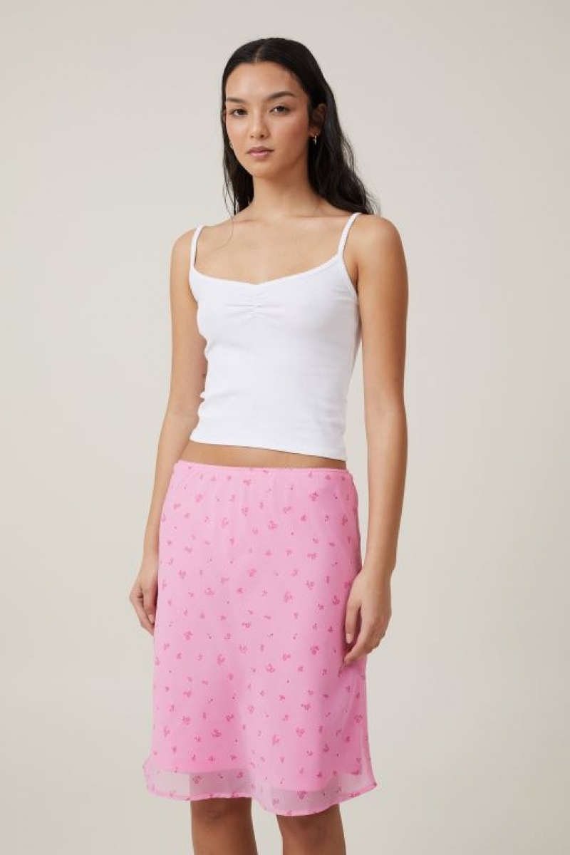 Cotton On Chiffon Slip Women\'s Skirt Pink | wk1QbreaW6W