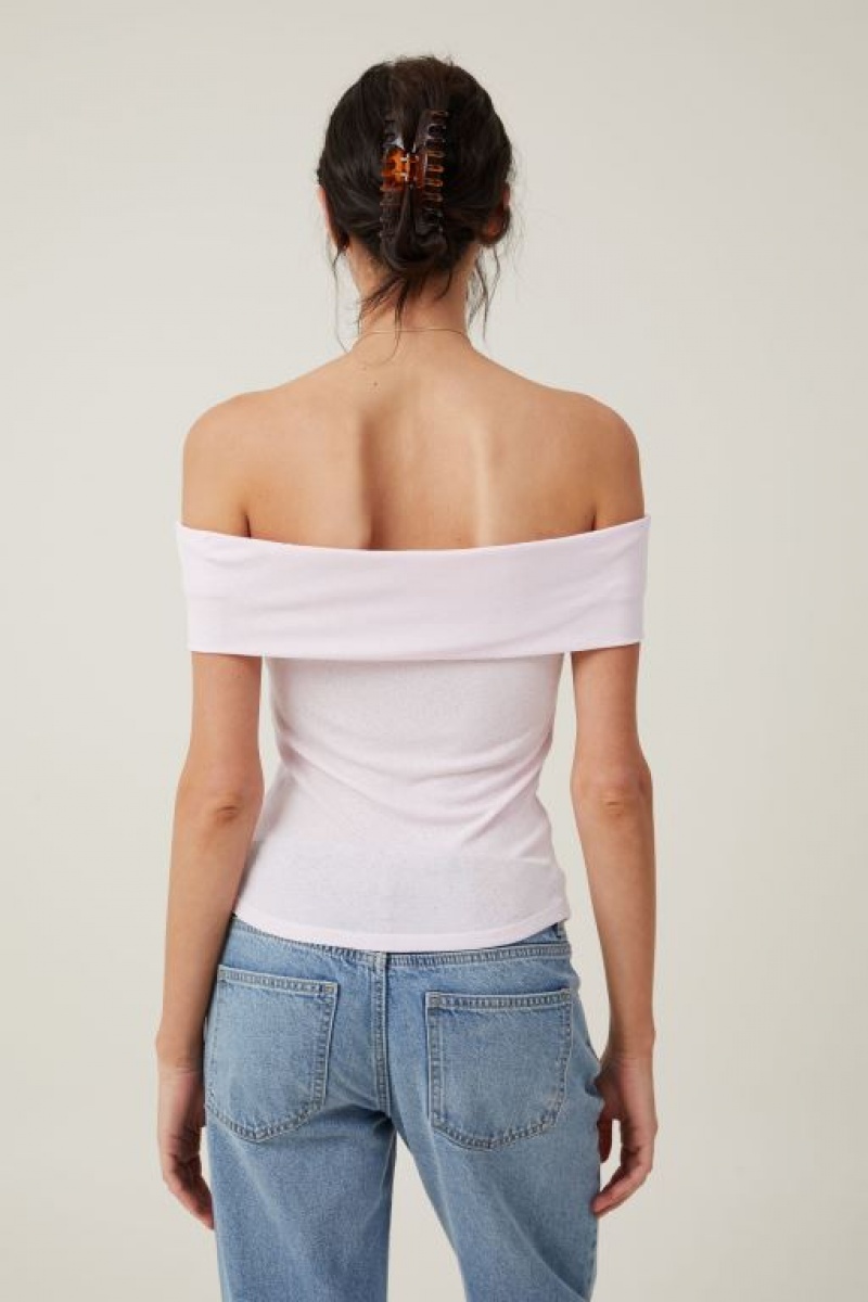 Cotton On Chloe Off The Shoulder Women's T Shirts Purple | 4Vwa4lYuWav