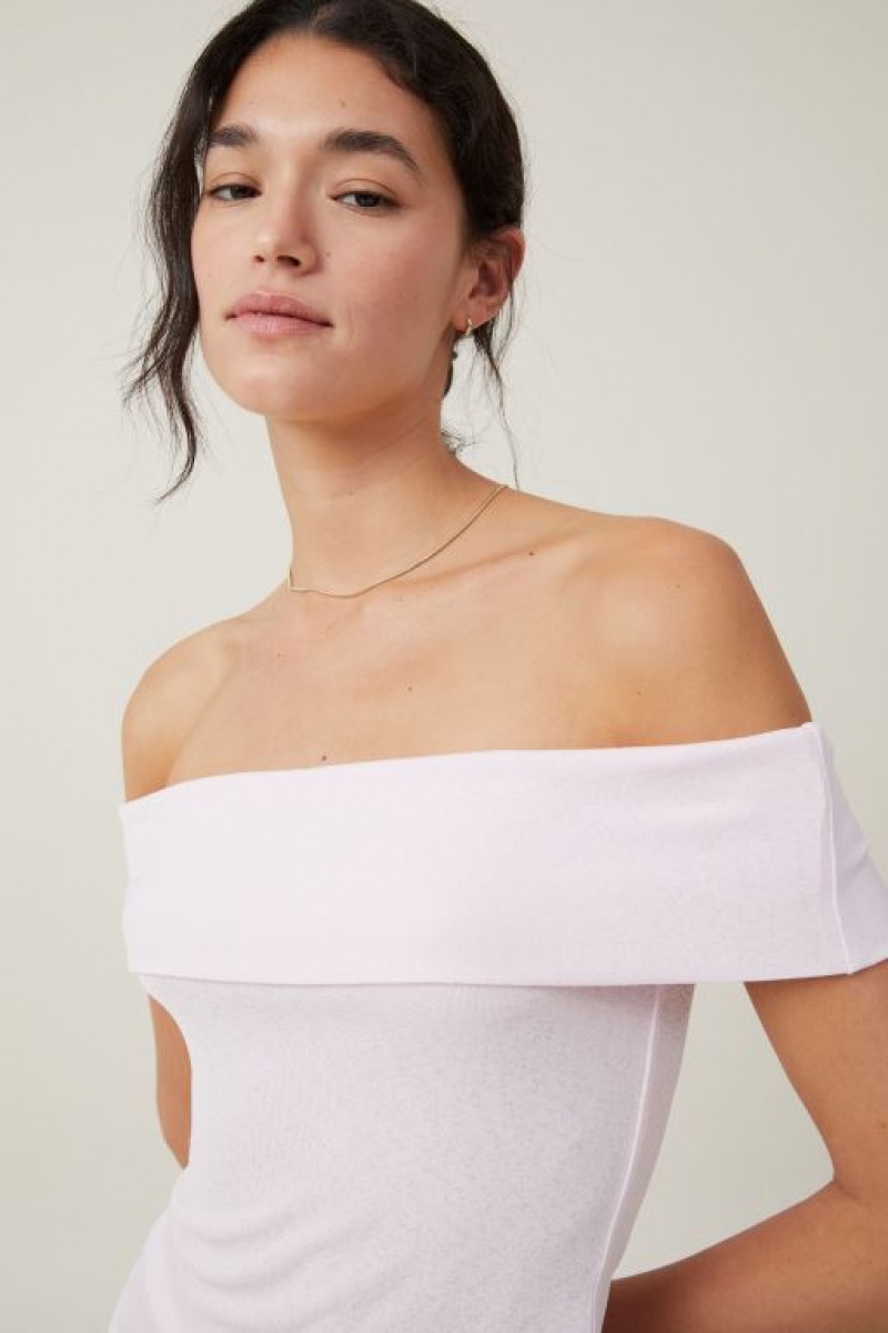 Cotton On Chloe Off The Shoulder Women's T Shirts Purple | 4Vwa4lYuWav