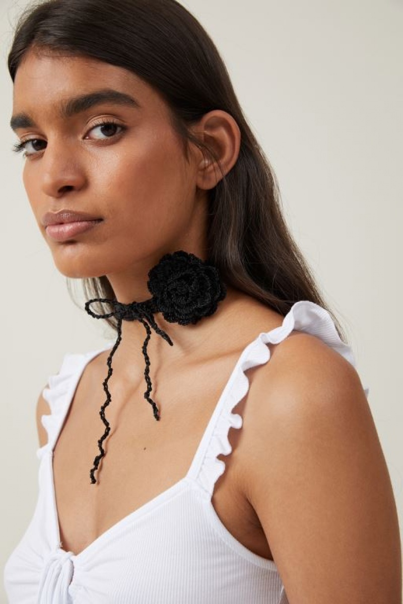 Cotton On Choker Necklace Women's Jewellery Rose Black | yQllmknWKqE