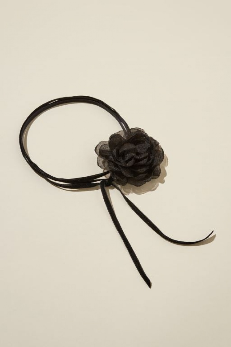 Cotton On Choker Necklace Women's Jewellery Black Flower | RpwlqRtNmyx