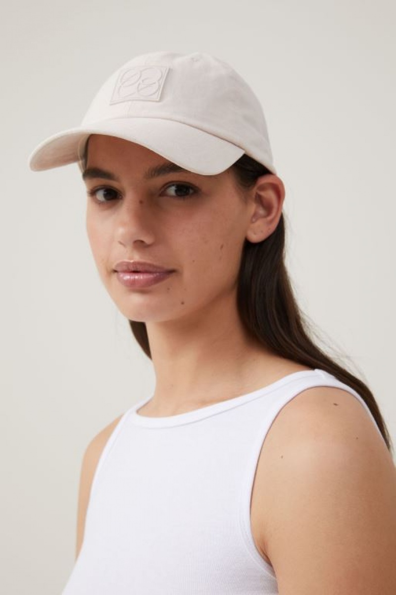 Cotton On Classic Monogram Patch Women's Hats Ecru | JQkrKwuNZdu
