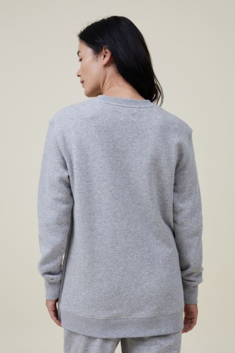 Cotton On Classic Stud Side Crew Fleece Women's Maternity Wear Grey | xs9tp3CpEe9