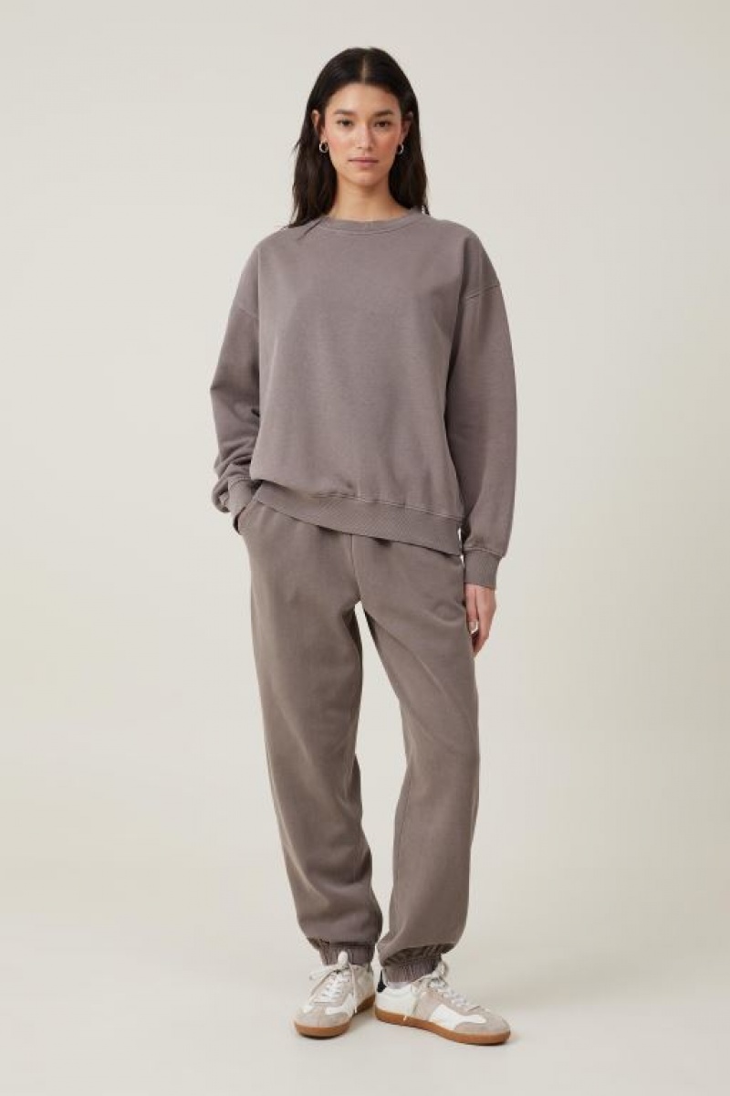 Cotton On Classic Washed Crew Sweatshirt Women's Hoodie Beige | 9KkBolhNsoa