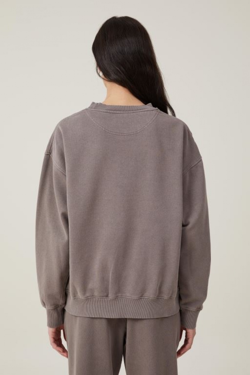 Cotton On Classic Washed Crew Sweatshirt Women's Hoodie Beige | 9KkBolhNsoa