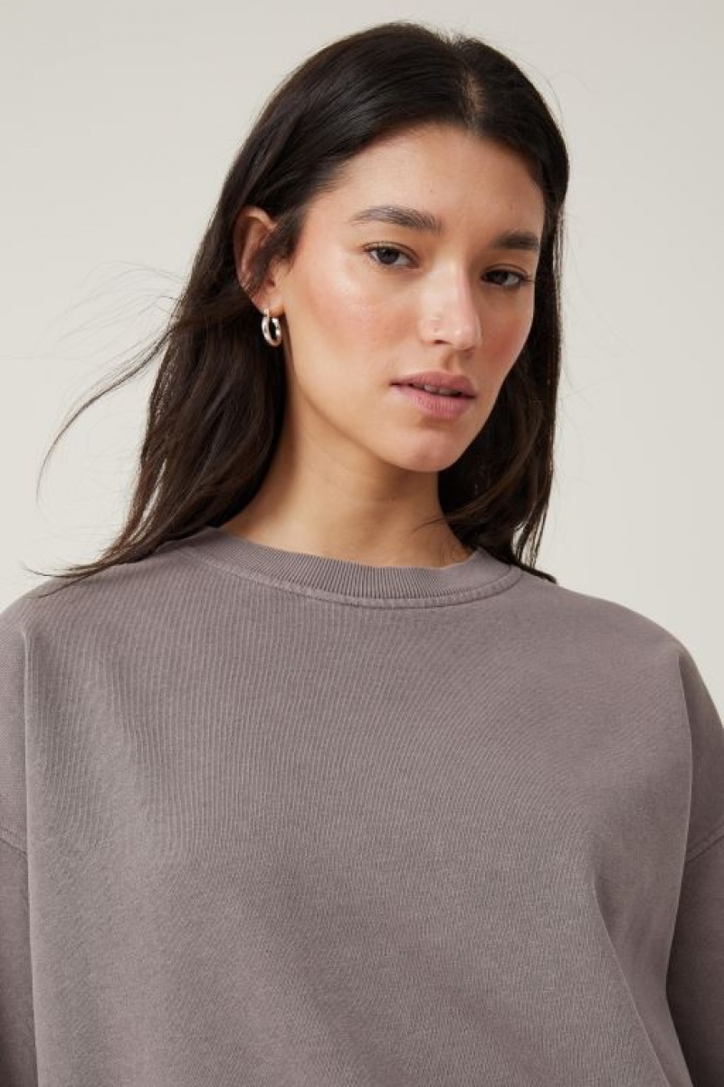 Cotton On Classic Washed Crew Sweatshirt Women's Hoodie Beige | 9KkBolhNsoa