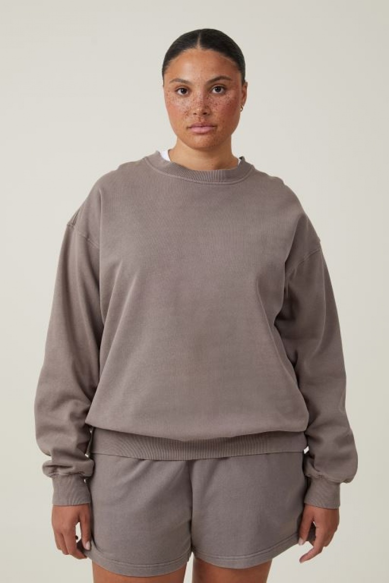 Cotton On Classic Washed Crew Sweatshirt Women's Hoodie Beige | 9KkBolhNsoa