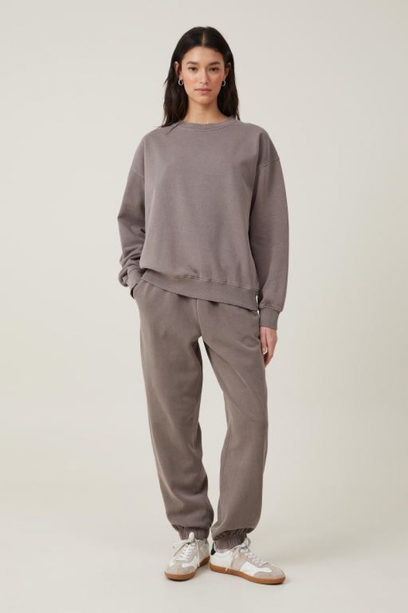 Cotton On Classic Washed Crew Sweatshirt Women's Track Pants Beige | ar5xm0XwTyS