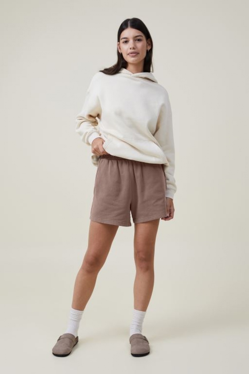 Cotton On Classic Washed Fleece Short Women's Track Pants Beige | maeFsx1rIe9
