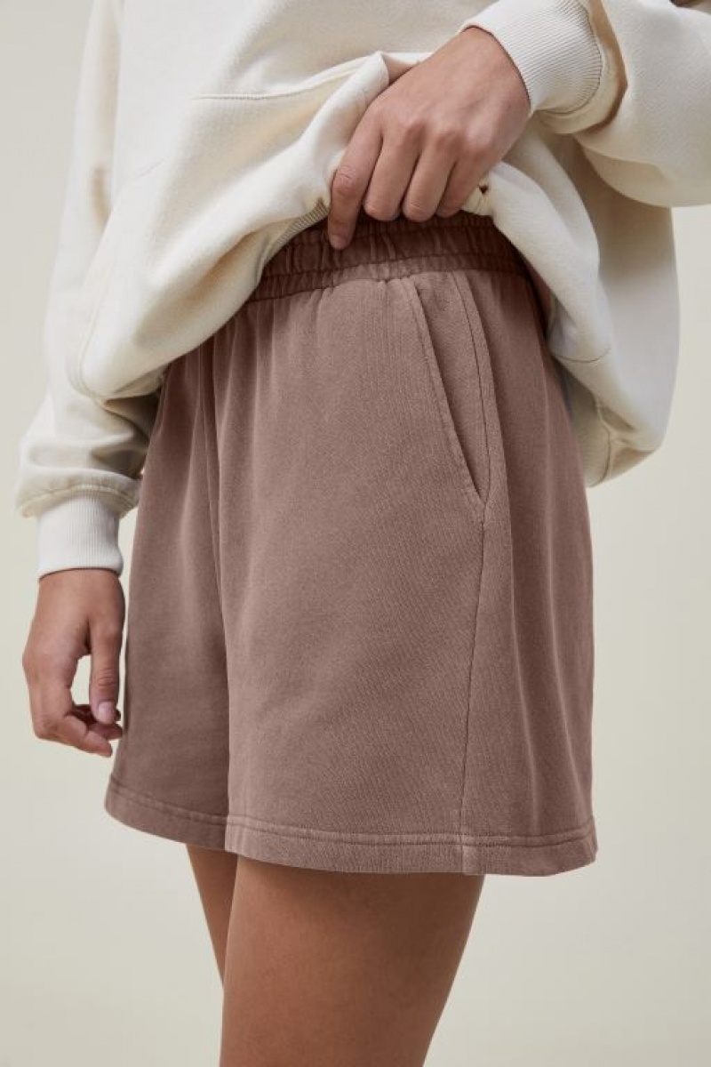 Cotton On Classic Washed Fleece Short Women's Track Pants Beige | maeFsx1rIe9