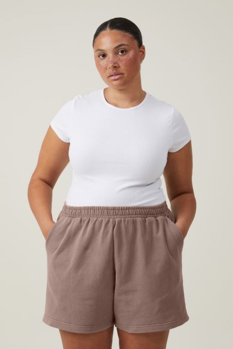Cotton On Classic Washed Fleece Short Women's Track Pants Beige | maeFsx1rIe9