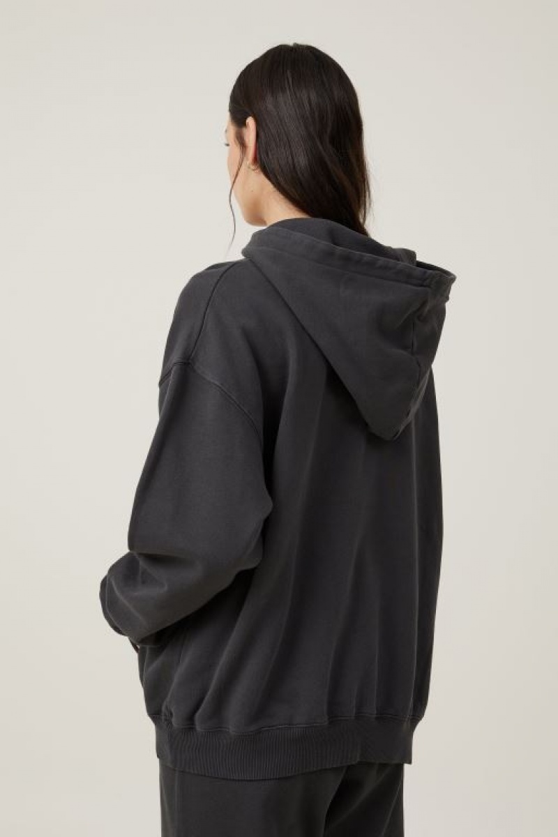 Cotton On Classic Washed Hoodie Women's Jumpers Black | uaAmd6OKu61