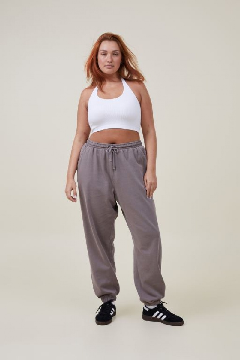Cotton On Classic Washed Track Women's Pants Beige | 828hyfY2wsk