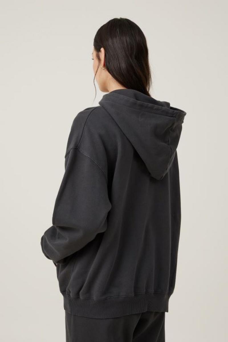Cotton On Classic Washed Women's Hoodie Black | uBL9FzNcohX