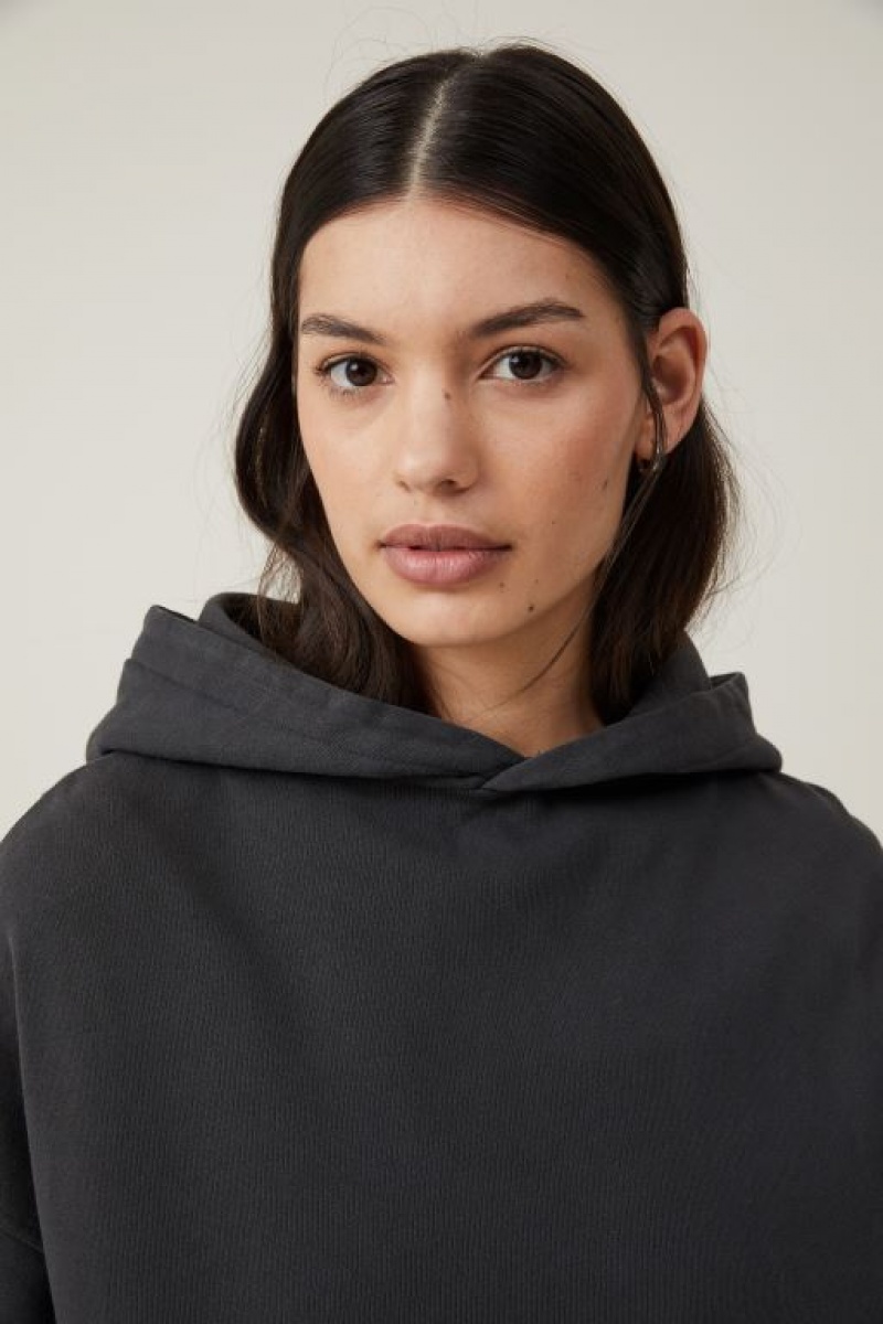 Cotton On Classic Washed Women's Hoodie Black | uBL9FzNcohX