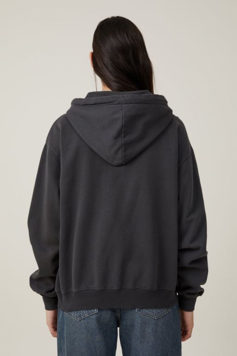 Cotton On Classic Washed Zip-Through Hoodie Women's Jumpers Black | jvU500vLOnh