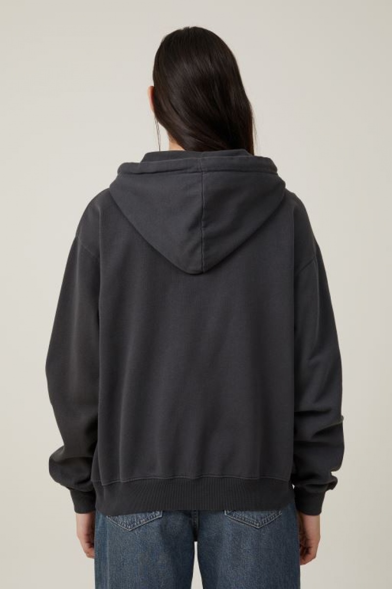 Cotton On Classic Washed Zip-Through Women's Hoodie Black | n8GR4s8n0C9