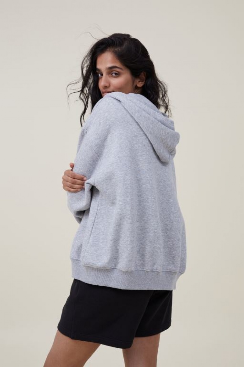 Cotton On Classic Zip-Through Hoodie Women's Jumpers Grey | kbszXSKxPYg