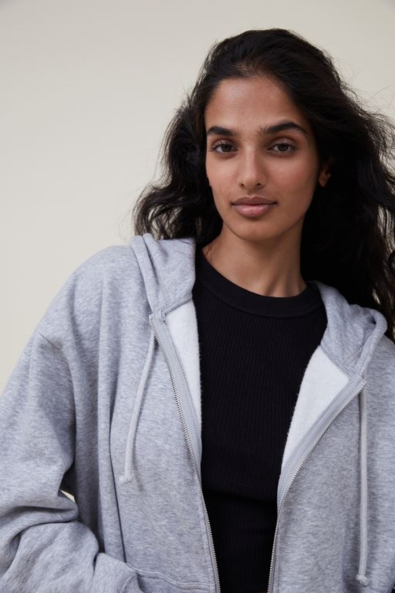 Cotton On Classic Zip-Through Hoodie Women\'s Jumpers Grey | kbszXSKxPYg