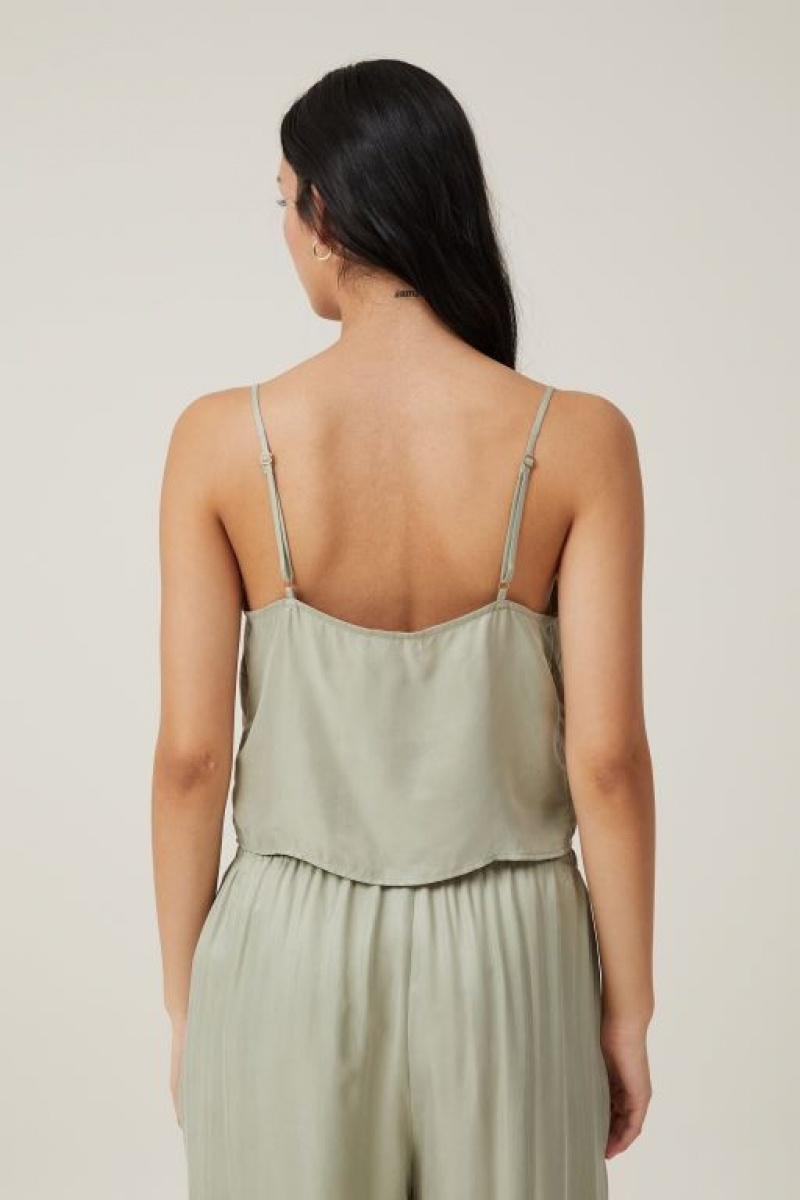 Cotton On Cleo Cupro Cami Women's Shirts Khaki | avJGG5cZyra