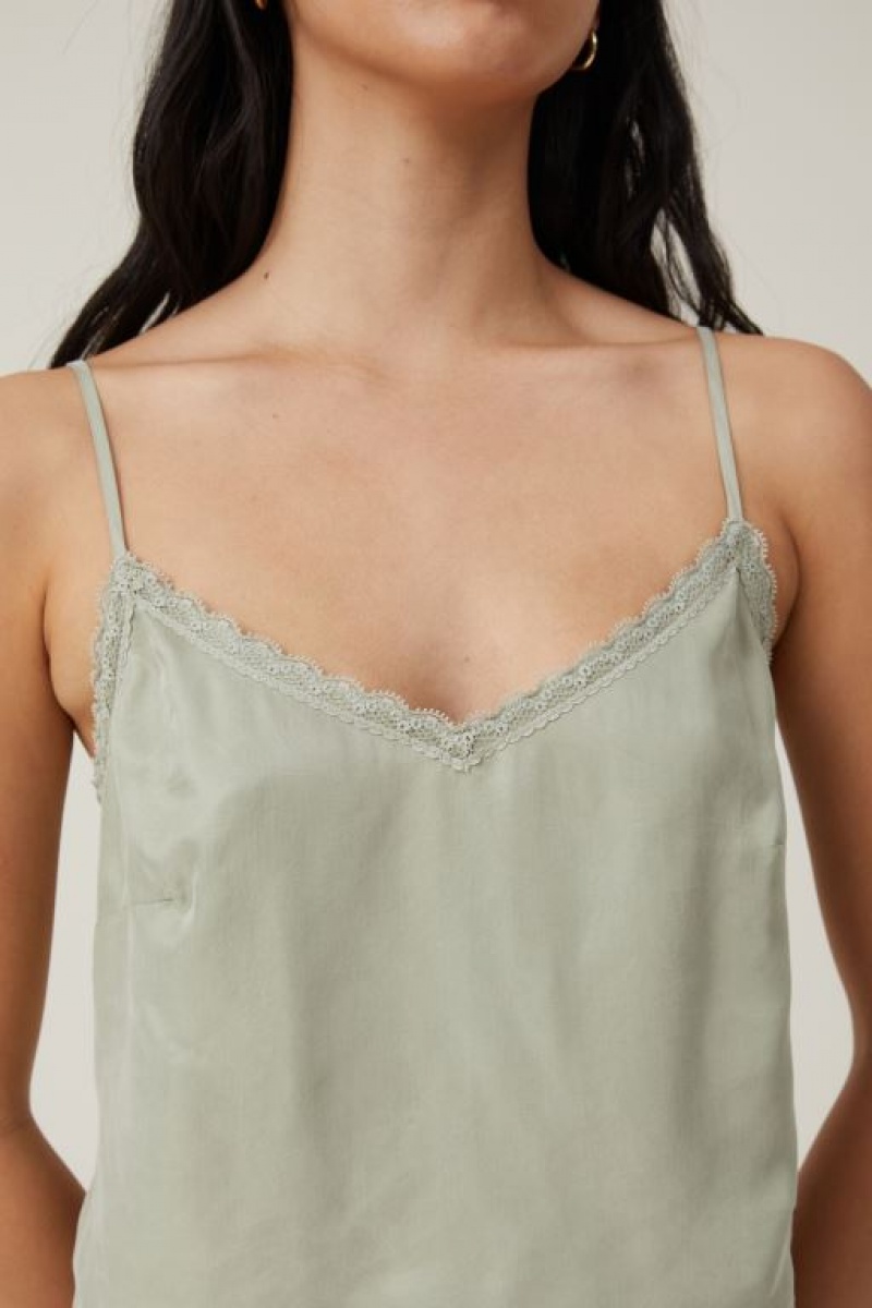 Cotton On Cleo Cupro Cami Women's Shirts Khaki | avJGG5cZyra