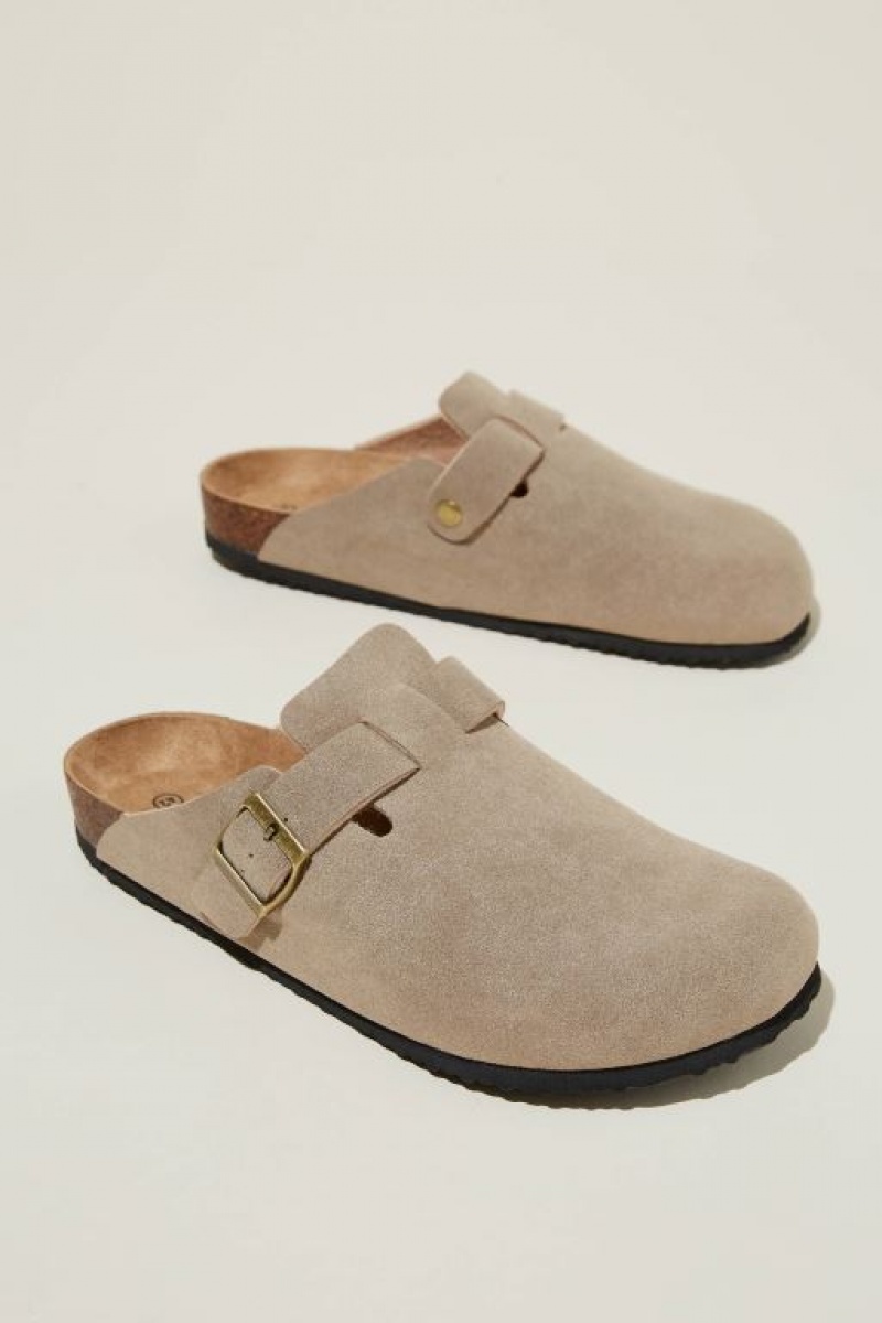 Cotton On Closed Toe Buckle Slide Men's Sandals Grey Brown | tsER0iJglHg